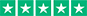 A star-based rating system comprising of five stars, each in a square. The stars are on a green background, showing that the rating is 5 stars.